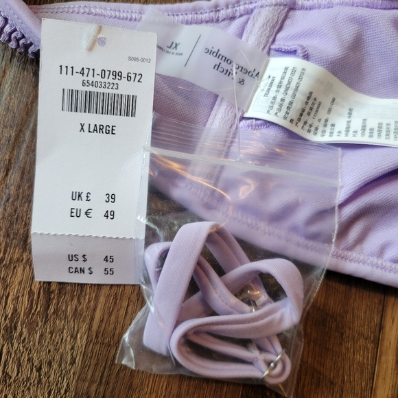 Abercrombie & Fitch One Shoulder Ribbed Texture Purple Swim Bikini Top - Picture 6 of 6